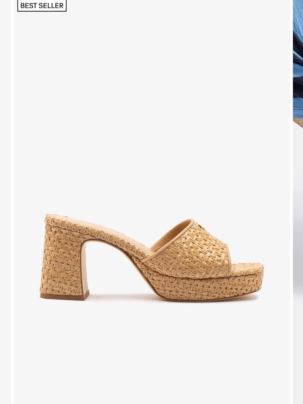 Larroude Dolly Low Mule In Natural And Beige Raffia